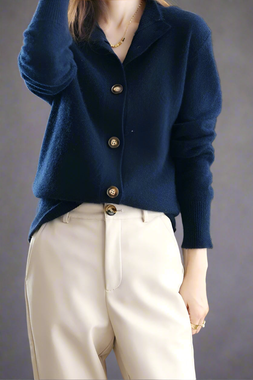 Ebba | Women's Knit Collared Button-Up Cardigan