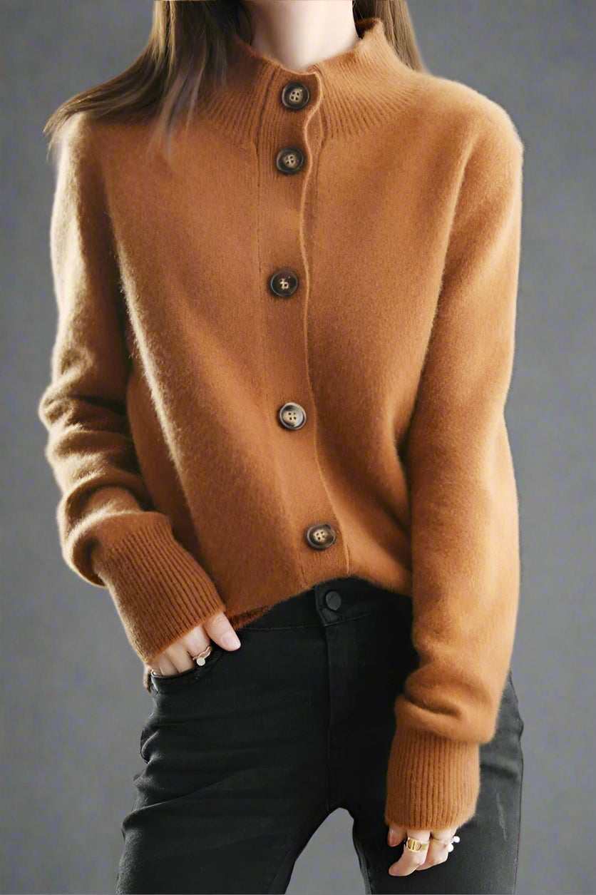 Ebba | Women's Knit Collared Button-Up Cardigan