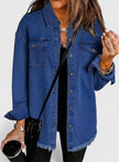 Denim Jacket Women Relaxed Fit Oversized Pockets