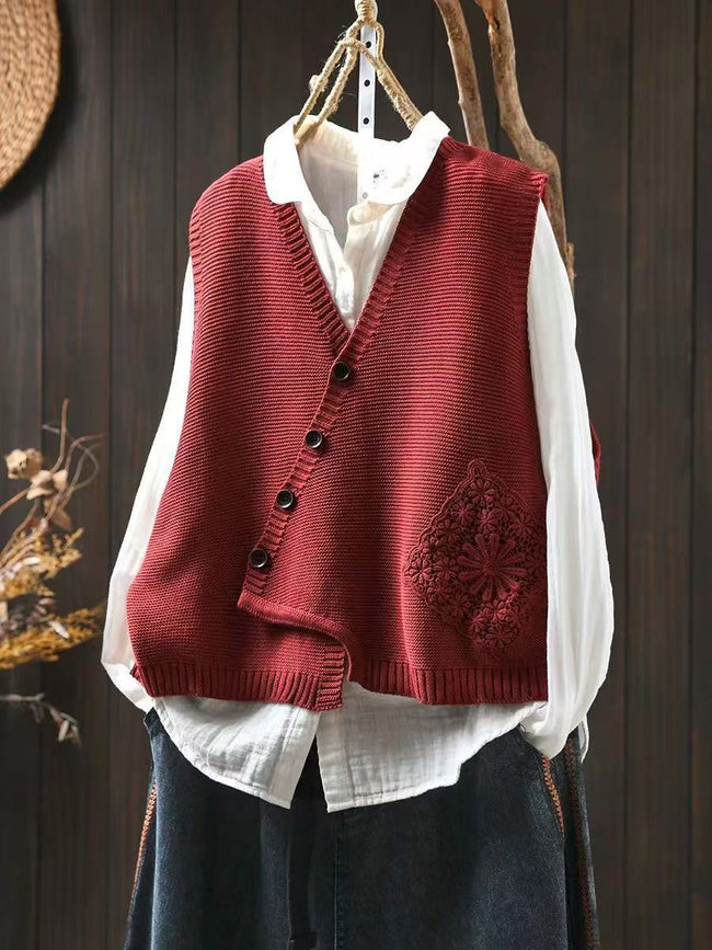 Elowyn | Women's Versatile Knit Turtleneck Gilet Vest Sweater with V-Neck Button-Front Classic for Layering