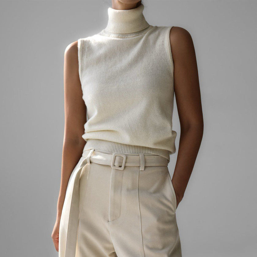 Marleen | Women's Sleeveless Mock-Neck Knit Top