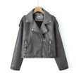 Faux Leather Biker Jacket Women Short Straight Fit