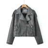 Faux Leather Biker Jacket Women Short Straight Fit
