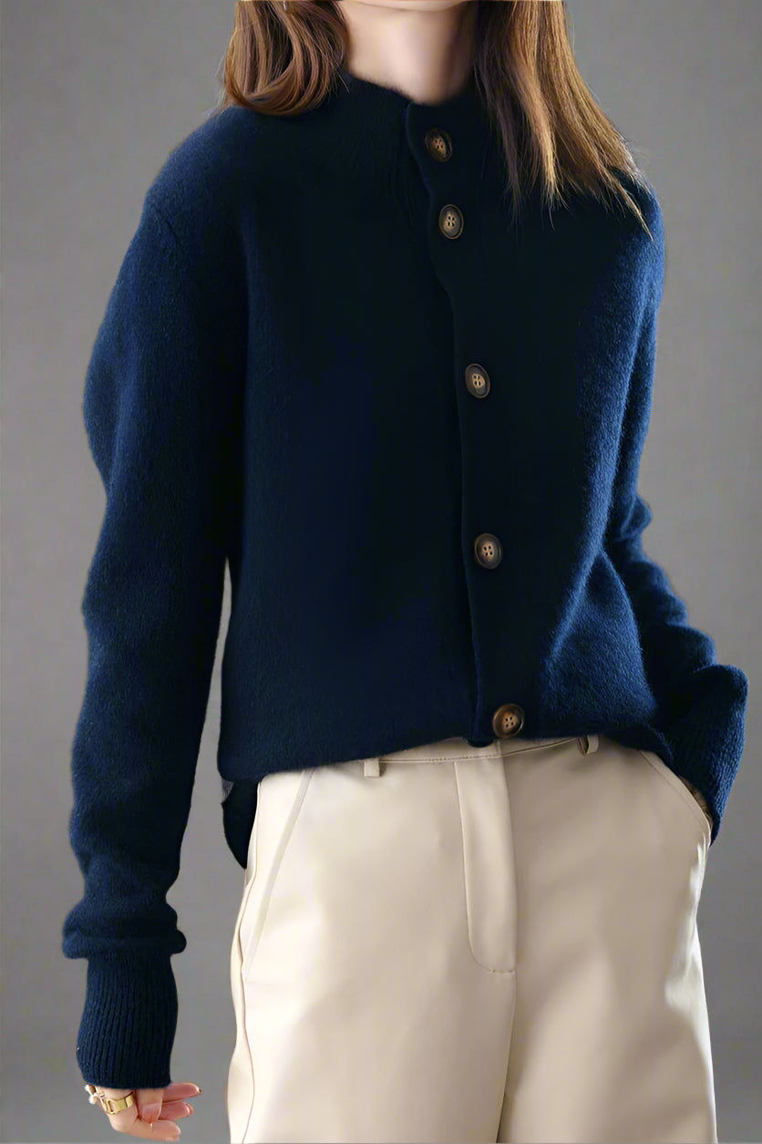 Ebba | Women's Knit Collared Button-Up Cardigan