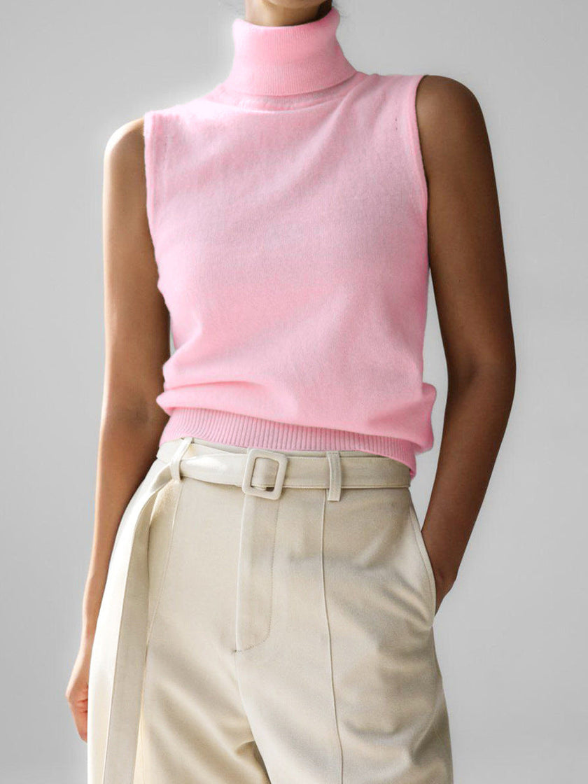Marleen | Women's Sleeveless Mock-Neck Knit Top