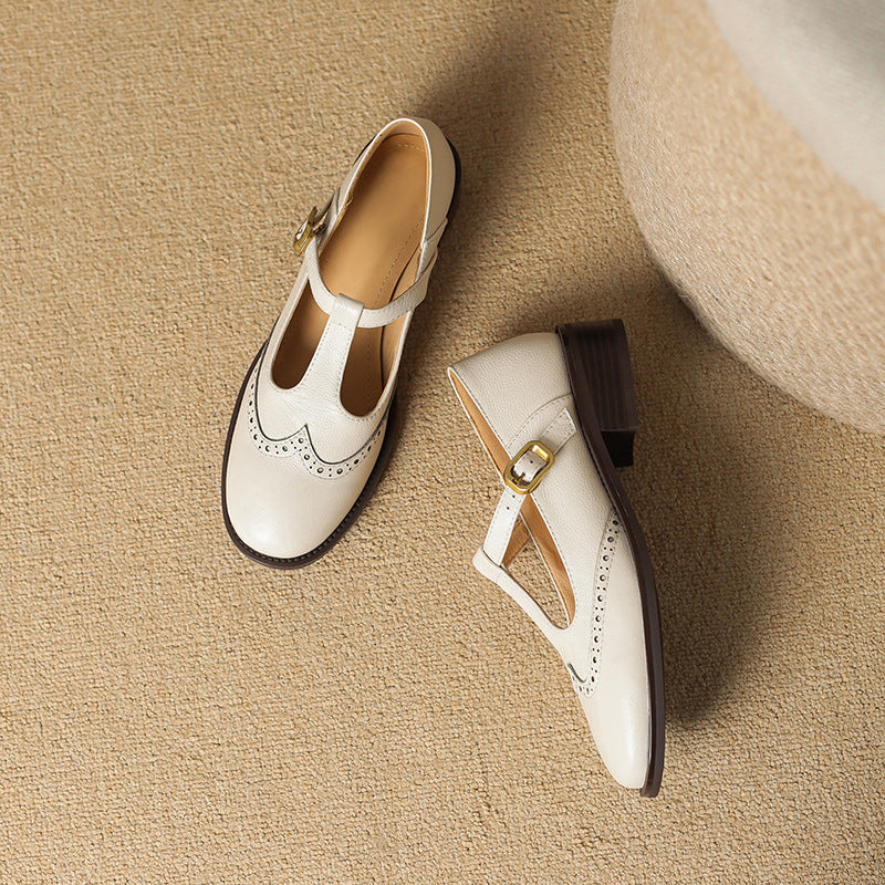 Nadine | Women's Leather Block-Heel Heeled Mary Jane Shoes