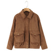 Suede Jacket Women Relaxed Fit Front Pockets Vintage