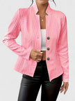 Jacket Women Structured Stand Collar Textured Fitted