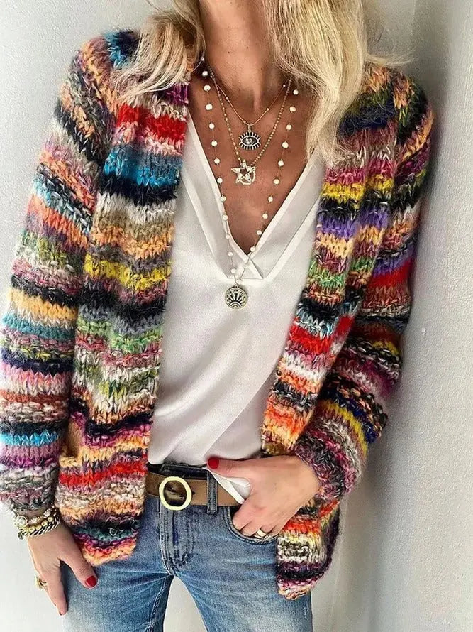 Autumn | Women's Relaxed-Fit Icelandic Knit Cardigan for Layering with Cozy for Autumn