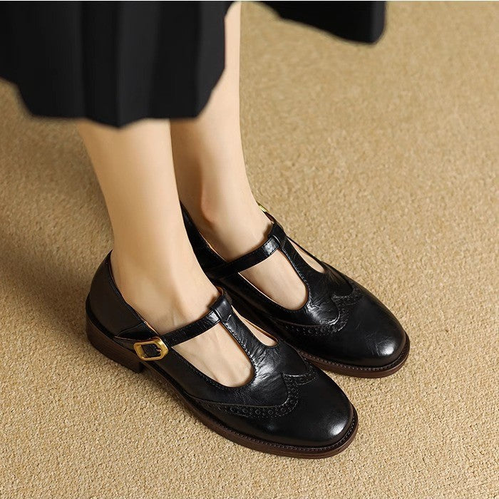Nadine | Women's Leather Block-Heel Heeled Mary Jane Shoes