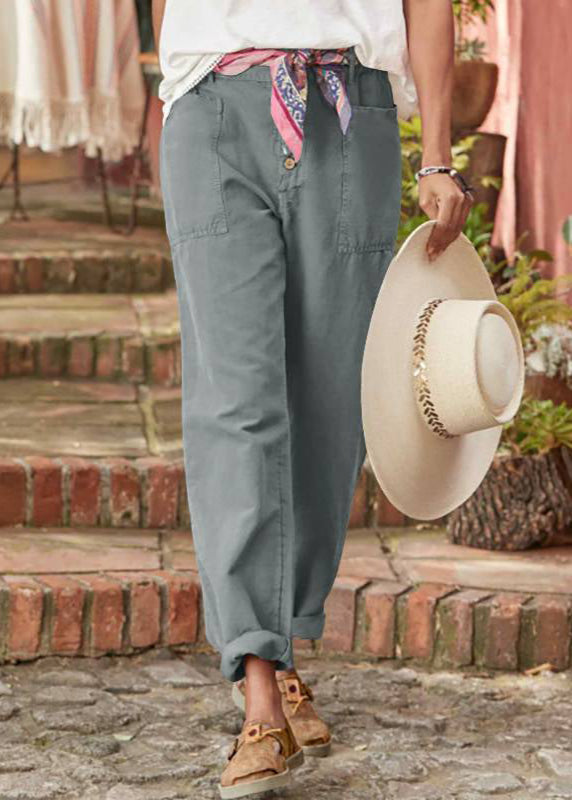 Lightweight high waist summer trousers for women by FJØRNA, breathable and comfortable for warm weather.