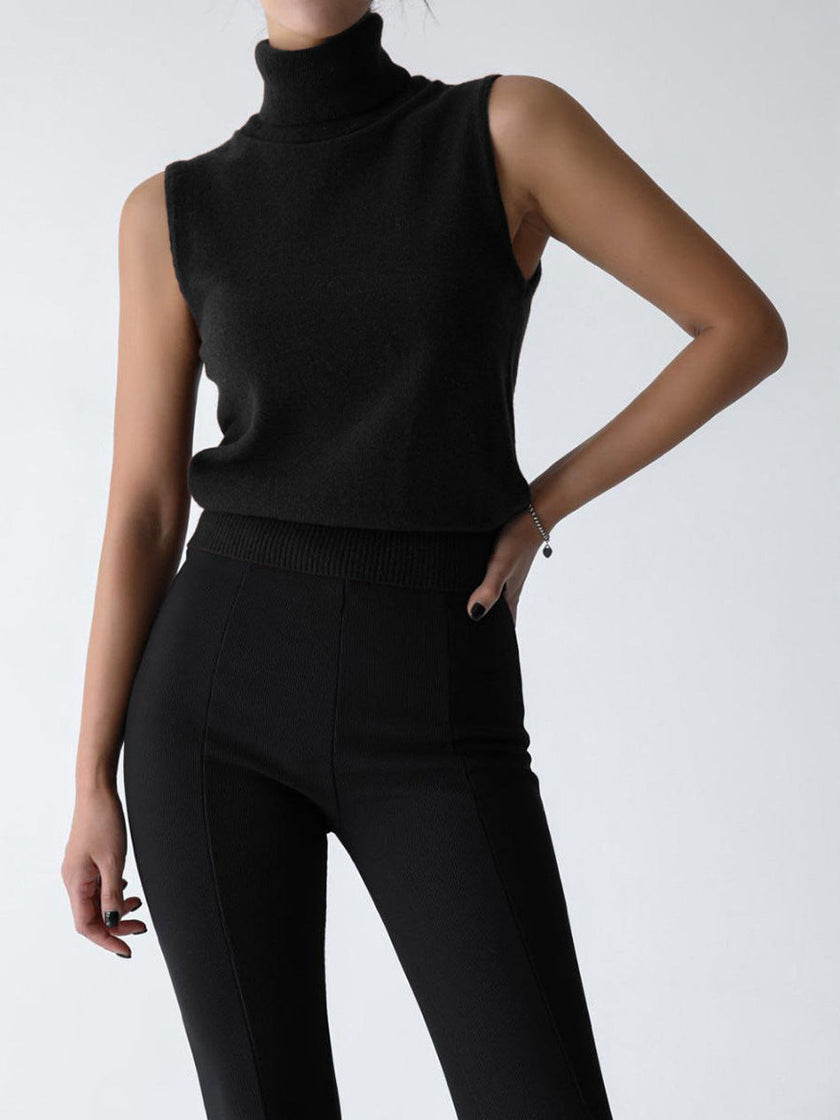 Marleen | Women's Sleeveless Mock-Neck Knit Top