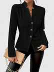 Jacket Women Structured Stand Collar Textured Fitted