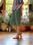 FJØRNA women's lightweight summer shorts with elastic waist and side pockets, casual and comfortable for warm weather.