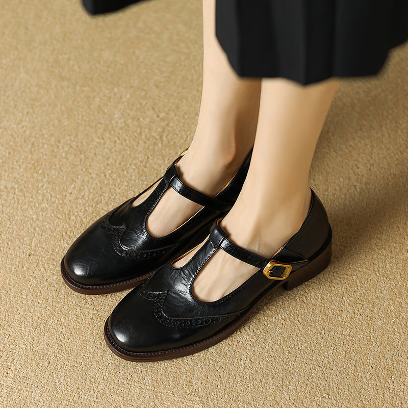 Nadine | Women's Leather Block-Heel Heeled Mary Jane Shoes