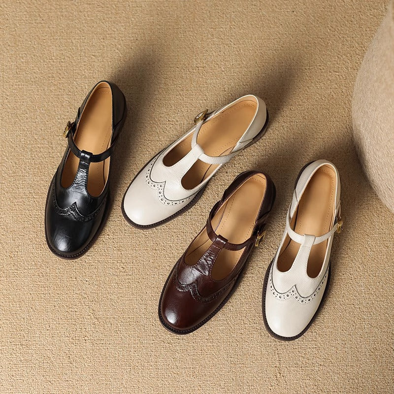 Nadine | Women's Leather Block-Heel Heeled Mary Jane Shoes