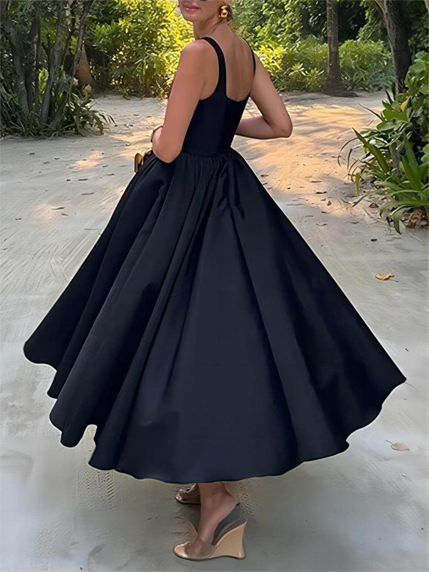 FJØRNA off-shoulder strapless sleeveless women's maxi dress with flowing fabric and elegant design, perfect for summer events
