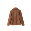 Suede Jacket Women Relaxed Fit Front Pockets Vintage