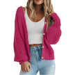 Mette | Women's Long Chunky Knit V-Neck Button-Front Cardigan