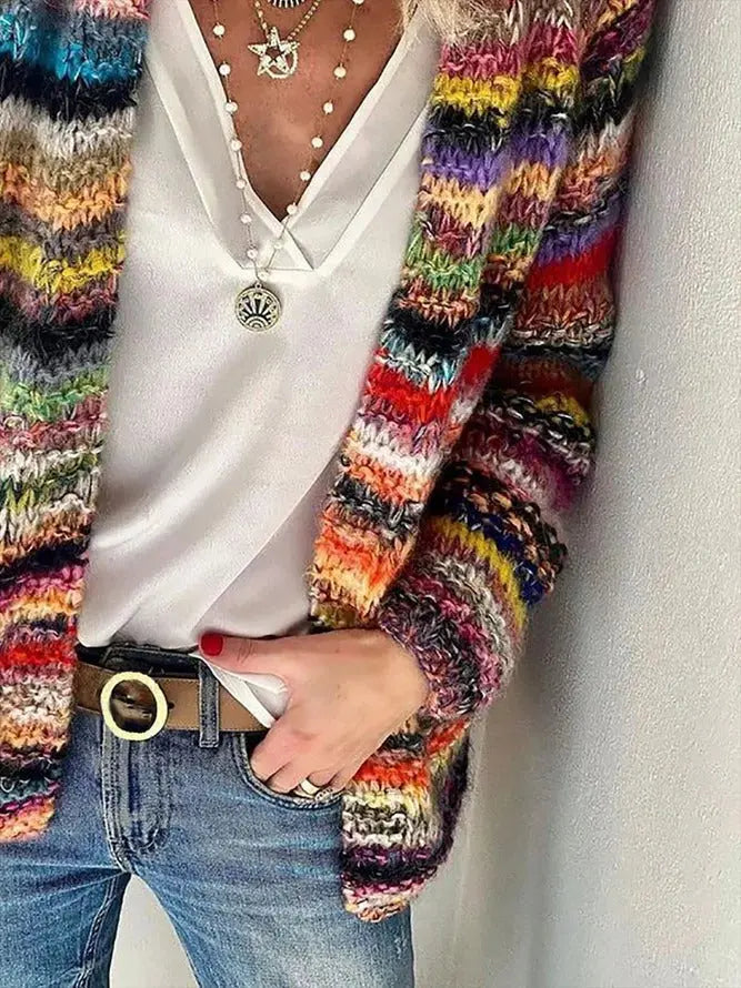 Autumn | Women's Relaxed-Fit Icelandic Knit Cardigan for Layering with Cozy for Autumn