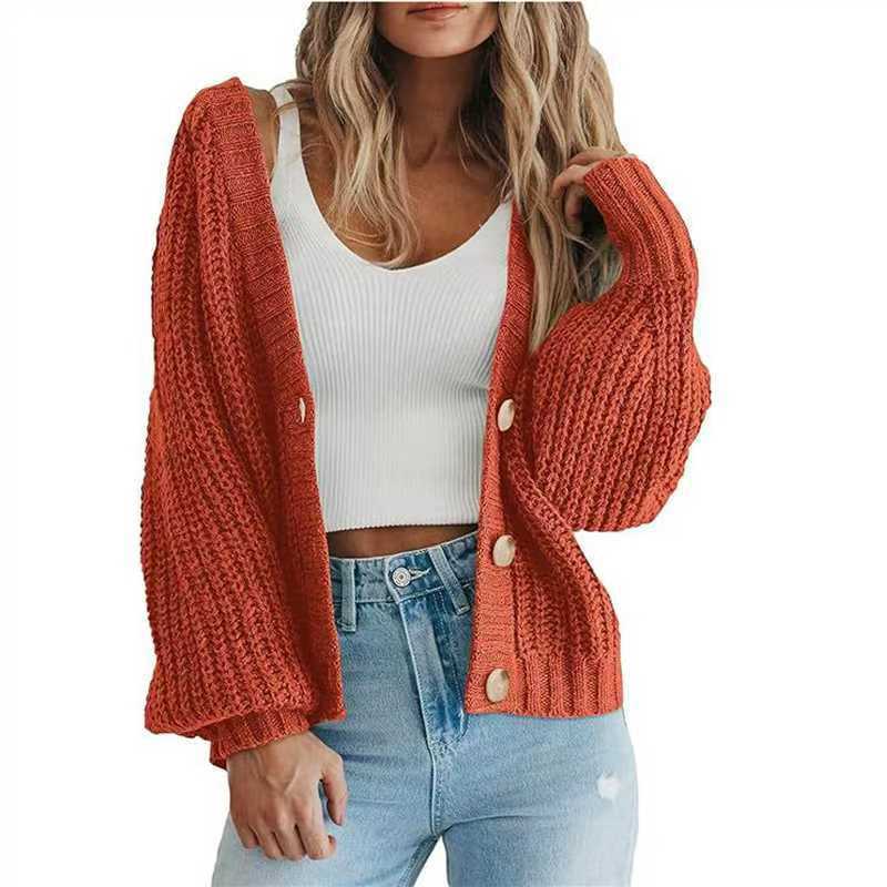 Mette | Women's Long Chunky Knit V-Neck Button-Front Cardigan