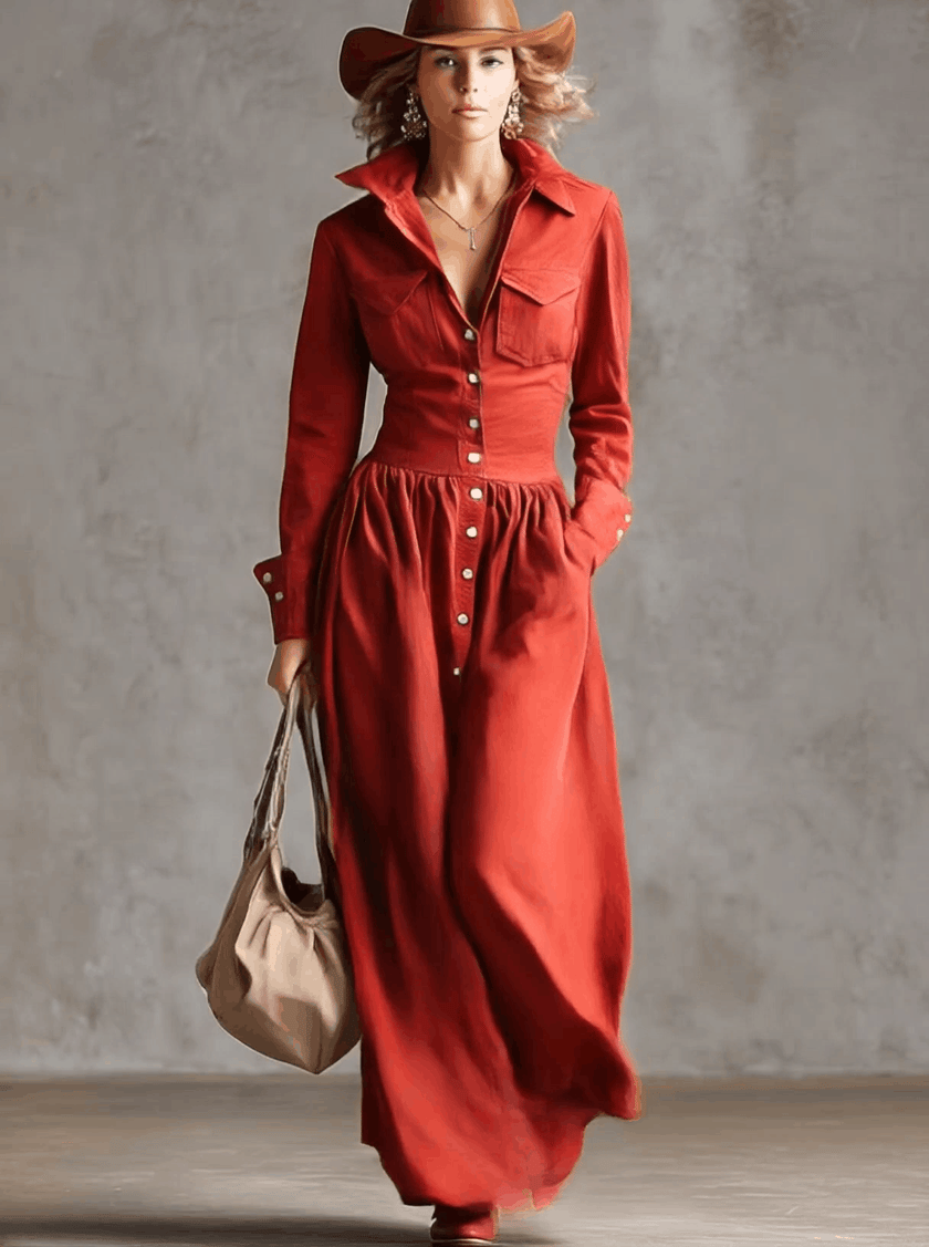 Red linen maxi dress by FJØRNA, casual style with flowing fabric and sleeveless design, perfect for warm-weather occasions.