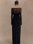 FJØRNA off-shoulder cut-out maxi dress for women, stylish summer dress with a flowy silhouette and elegant design.