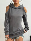 Off-Shoulder Hoodie Women Open Shoulder Relaxed Fit