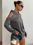 Off-Shoulder Hoodie Women Open Shoulder Relaxed Fit