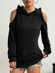 Off-Shoulder Hoodie Women Open Shoulder Relaxed Fit