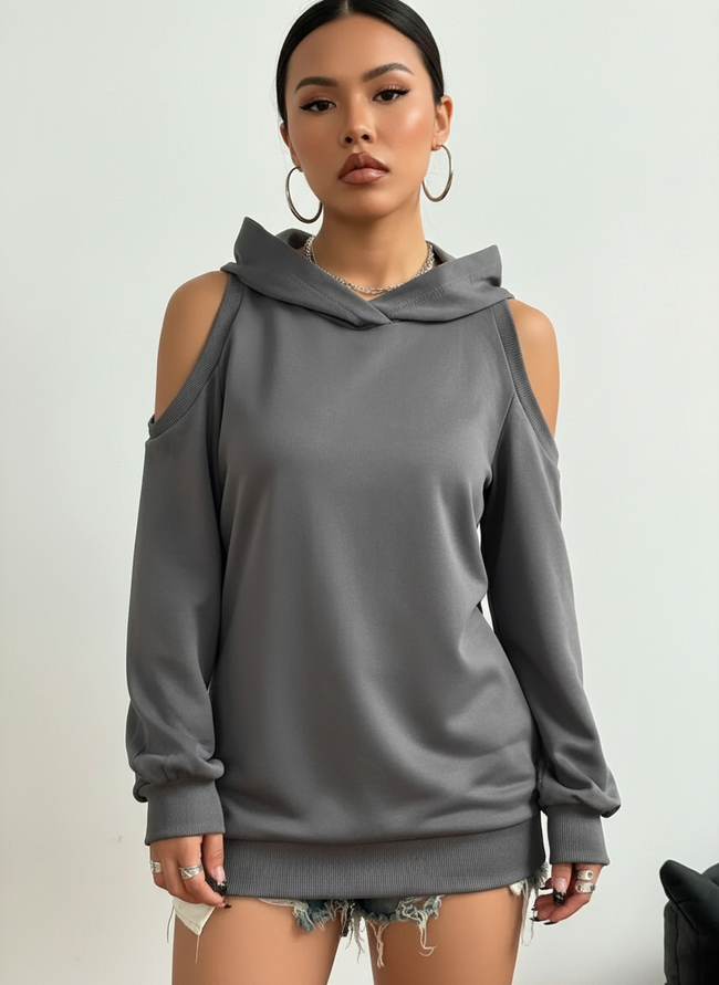 Brooke | Women's Off-Shoulder Hoodie Sweatshirt with Hooded Soft Cozy for Everyday