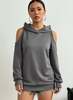 Off-Shoulder Hoodie Women Open Shoulder Relaxed Fit