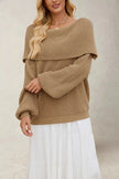 Soft Knit Sweater Women Off-Shoulder Relaxed Fit