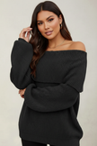 Soft Knit Sweater Women Off-Shoulder Relaxed Fit