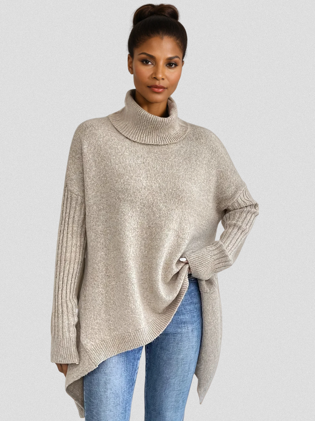 Hayden Kimberly | Women's Versatile Ribbed High Neck Sweater Pullover with Knit Long-Sleeve Cozy for Everyday