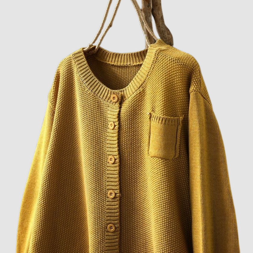 Berlinda | Women's Classic Knit Plaid Turtleneck Cardigan Sweater
