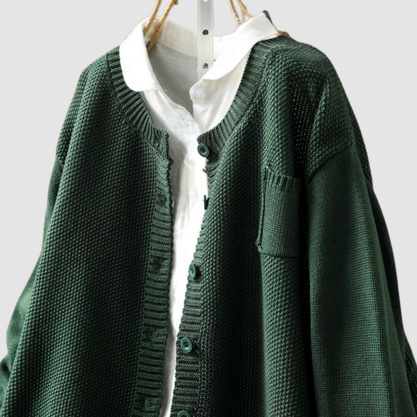 Berlinda | Women's Classic Knit Plaid Turtleneck Cardigan Sweater