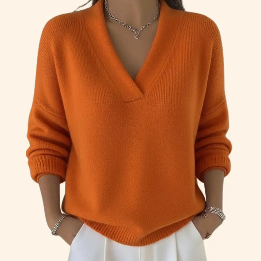 Ella | Women's Elegant V Neck Casual Sweater with Cozy for Winter
