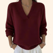 Hazel | Women's V Neck Knit Pullover Sweater with Cozy for Layering
