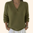 Hazel | Women's V Neck Knit Pullover Sweater with Cozy for Layering