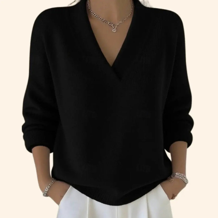 Ella | Women's Elegant V Neck Casual Sweater with Cozy for Winter