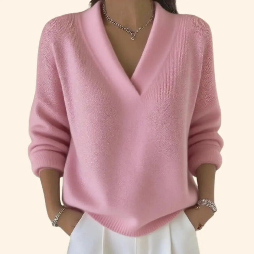 Ella | Women's Elegant V Neck Casual Sweater with Cozy for Winter