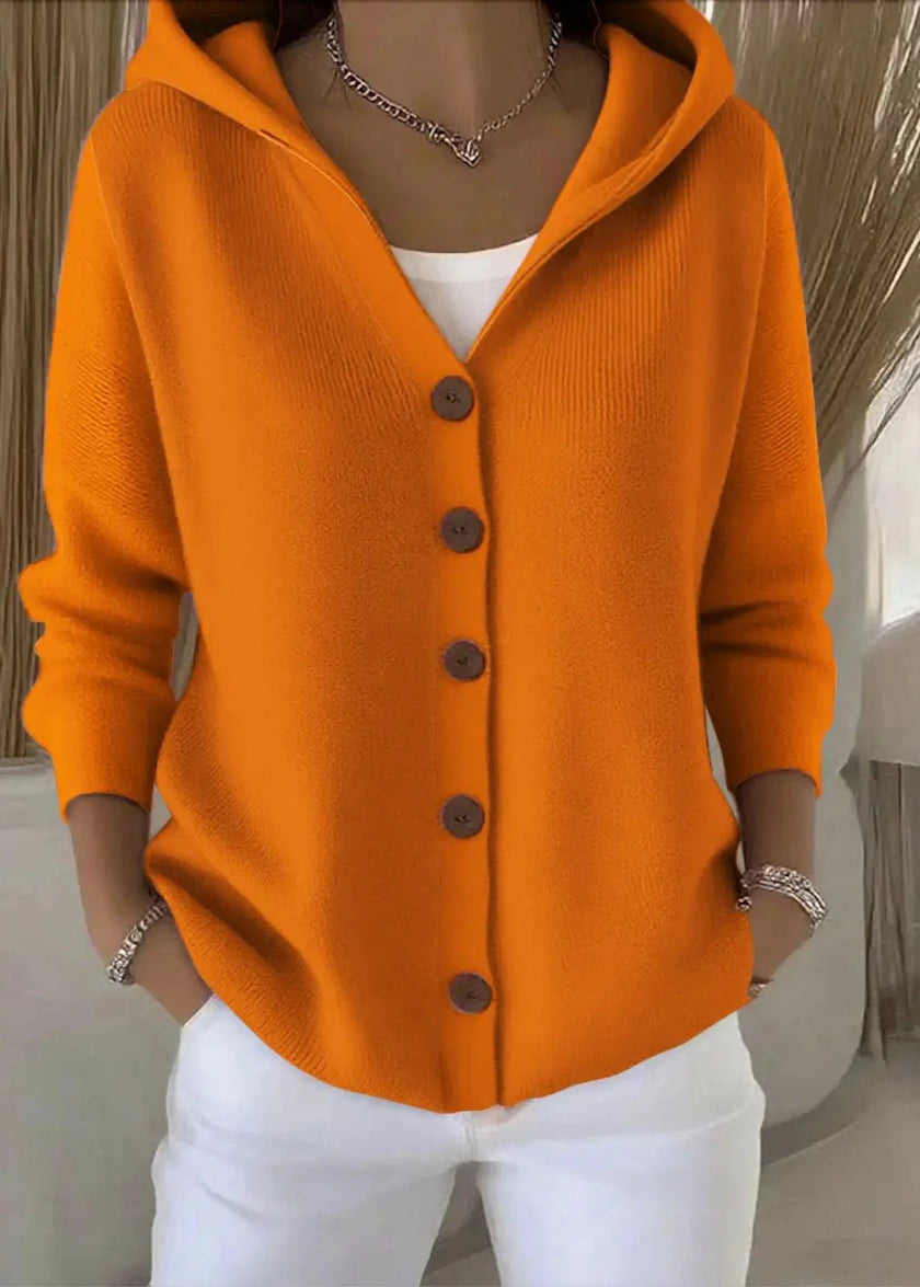 Abigail | Women's Hooded Button Front Cardigan with Cozy Classic for Layering