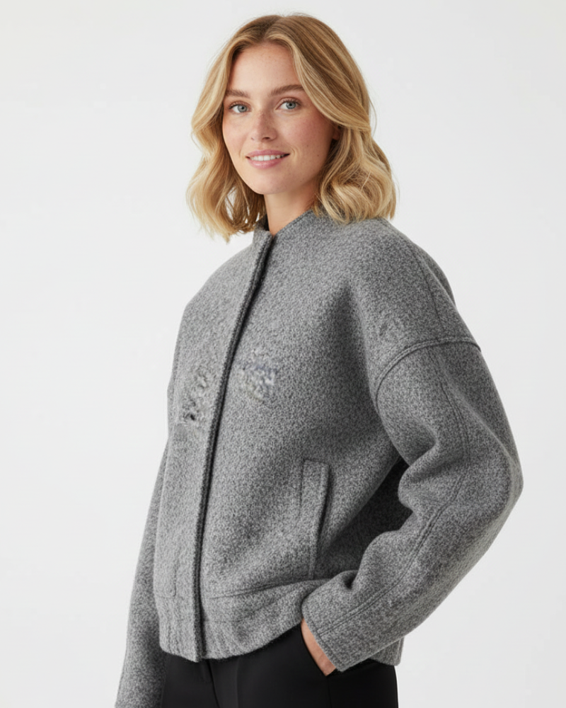 Bomber Jacket Women Oversized Minimalist Snap Button
