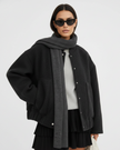 Bomber Jacket Women Oversized Minimalist Snap Button
