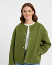 Bomber Jacket Women Oversized Minimalist Snap Button