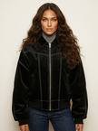 Bomber Jacket Women Oversized Contrast Stitching