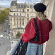 Bomber Jacket Women Oversized Contrast Stitching