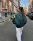 Bomber Jacket Women Oversized Contrast Stitching