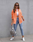 Denim Jacket Women Oversized Distressed Relaxed Fit
